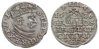 trojak 1586, Ryga, duża głowa króla, moneta z ko