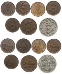 Polska, lot 7 monet: 10 fenigów, 2 fenigi i 5 x 1 fenig