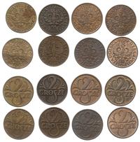 Polska, lot 8 monet o nominale 2 grosze, roczniki : 1923, 1925, 1928, 1931, 1934,