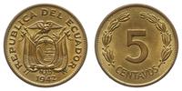 5 centavos 1942, mosiądz, rzadszy rocznik, piękn