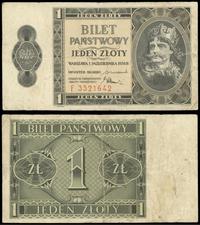 1 złoty 1.10.1938, seria F, numeracja 3521642, r