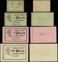 Wielkopolska, zestaw: 10 fenigów, 1, 2 i 20 marek, 14.12.1916 i 10.11.1918