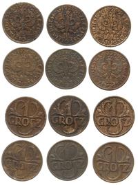 Polska, zestaw: 6 x 1 grosz, 2 x 1927, 1928, 2 x 1936, 1939