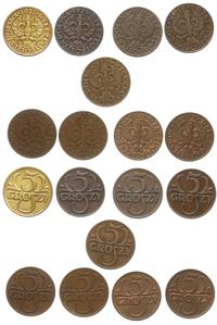 zestaw: 9 x 5 groszy 1923, 1925, 1928, 1931, 193