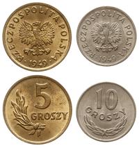 Polska, zestaw: 5 i 10 groszy, 1949