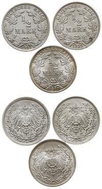 zestaw: 3 x 1/2 marki 1917 A, D, E, razem 3 sztu