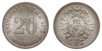 20 fenigów 1875 D, Monachium, wyśmienite, Jaeger