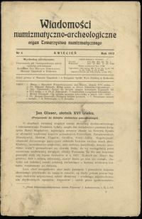 czasopisma, Wiadomości Numizmatyczno-Archeologiczne, Nr 4, rok 1913