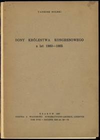 wydawnictwa polskie, Tadeusz Solski - Bony Królestwa Kongresowego z lat 1860-1865, Kraków 1937