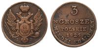 3 grosze polskie z miedzi krajowej 1826, Warszaw