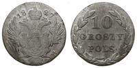 10 groszy 1827, Warszawa, rzadka odmiana z liter