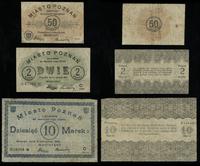 zestaw bonów 4.11.1919, 50 fenigów, 2 i 10 marek