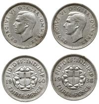 zestaw: 2 x 3 pensy 1938, 1940, srebro "500", ra