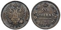 20 kopiejek 1823, Petersburg, patyna
