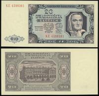 20 złotych 1.07.1948, seria KE 4598381, piękne, 