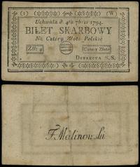 4 złote polskie 4.09.1794, seria 1-W, złamany w 