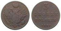 3 grosze polskie 1827 FH, Warszawa, rzadkie, Bit