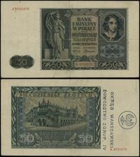 50 złotych 1.08.1941, seria A 9701075, z nadruki