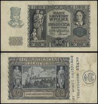 20 złotych 1.03.1940, seria H 1512729, z nadruki