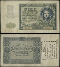 5 złotych 1.08.1941, seria AE 0161627, z nadruki