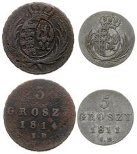 Polska, zestaw 5 groszy i 3 grosze, 1811 IB i 1814 IB