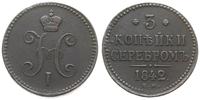 3 kopiejki 1842 EM, Jekaterinburg, ślady korozji