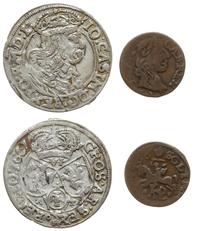 zestaw dwóch monet, szóstak koronny 1661 AT oraz