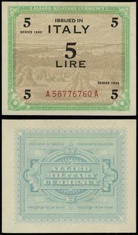 5 lire 1943, seria A-A, numeracja 58776760, drob