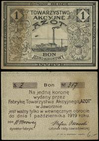 1 korona 1.10.1919, seria Ż, numeracja 317, złam
