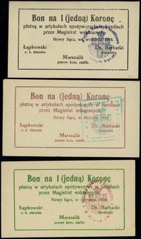zestaw 3 bonów na 1 koronę 1918 (czerwiec, sierp