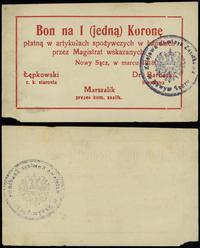 bon na 1 koronę 1918 (marzec), ze stemplem "Kole