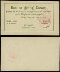 bon na 1 koronę 1918 (czerwiec), drobne zagniece