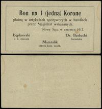 bon na 1 koronę 1917 (czerwiec), z nabitą suchą 