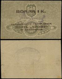 bon na 1 koronę 1919, z owalnym stemplem na stro