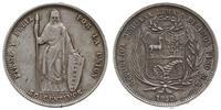50 centimos 1858, Lima, srebro "900", ładnie zac