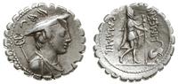 denar serratus 82 pne, Rzym, Aw: Popiersie Merku