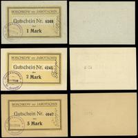 zestaw bonów: 1 marka, 2 marki, 5 marek (1914), 