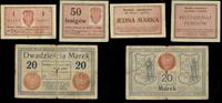 Prusy Zachodnie, zestaw bonów: 50 fenigów, 1 marka, 20 marek, 1.03.1920