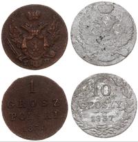 zestaw: 1 grosz polski 1830 i 10 groszy 1837, Wa