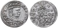 trojak 1586, Ryga, mała głowa króla, niecentrycz