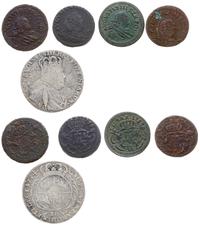 zestaw: ort 1754 i 4 x grosz miedziany (1753, 17
