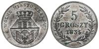 5 groszy 1835, Wiedeń, lekko wygięte, ale ładnie