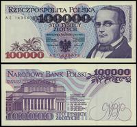 100.000 złotych 16.11.1993, seria AE numeracja 1