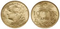 10 franków 1922 B, Berno, typ Vreneli, złoto 3.2