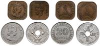 zestaw: 1 cent 1958, 20 centów 1957 (Borneo); 1 cent 1943 (Malezja); 1 szyling 1938 (Papua Nowa Gwinea - Australia i Oce