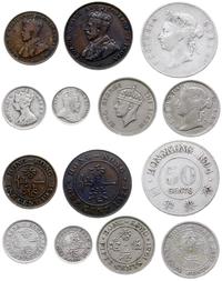 Hong Kong, zestaw: 1 cent 1924, 1 cent 1931, 5 centów 1903, 10 centów 1888, 20 centów 1887, 50 centów 1894, 50 centów 1951