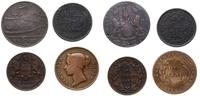 Indie, zestaw: 1/4 anna 1835, 1 cent 1845, 20 cash 1803, 1/4 anna AH1315/1896 (Oman)