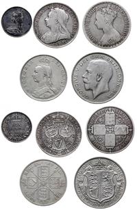 Wielka Brytania, zestaw: 6 pensów 1887, floren 1875, floren  1889, floren 1894, 1/2 korony 1926