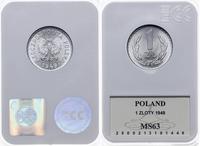 1 złoty 1949, Warszawa, aluminium, moneta w pude