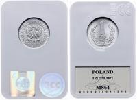 1 złoty 1971, Warszawa, aluminium, moneta w pude
